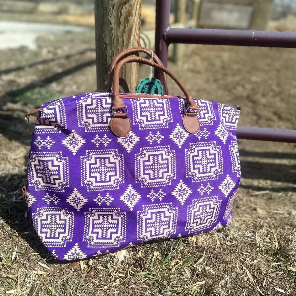 NWT Purple Western Aztec large tote bag
